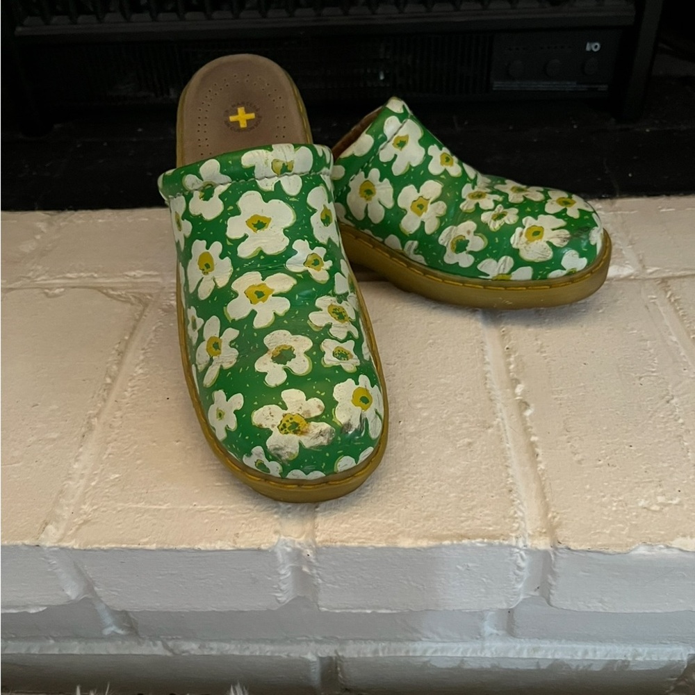 Dr. Martens Green Floral Clogs, St Patrick’s Day fun